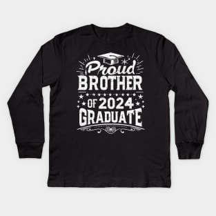 Proud Brother of 2024 Graduate Celebration Stars Kids Long Sleeve T-Shirt